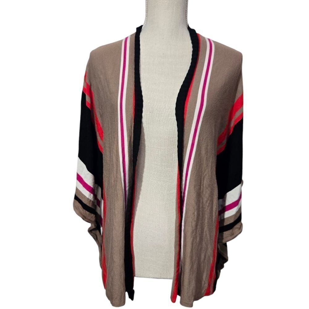 Jana Womens Sweater Cardigan Size XL Open Front Striped